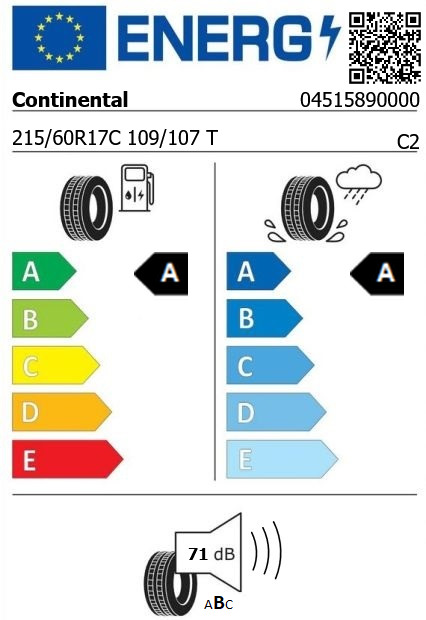 Anvelopa vara 215/60/17C Continental VanContactEco 109/107T Anvelopa vara 215/60/17C Continental VanContactEco 109/107T