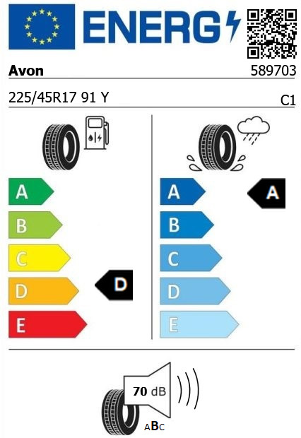 Anvelopa vara 225/45/17 Avon ZV7 - made by Goodyear 91Y